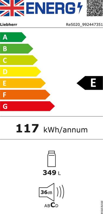Energie-Label Liebherr Kühlschrank Re 5020 Weiss, Rechts, Wechselbar (348 l)