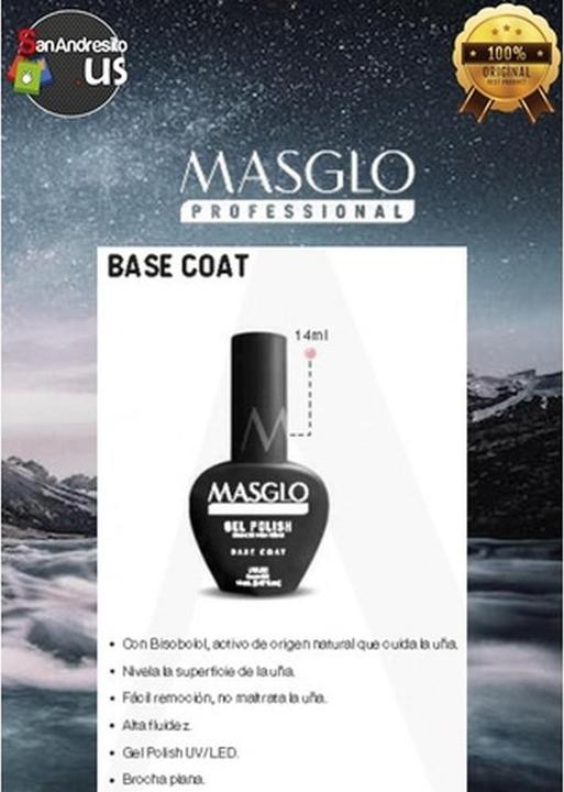 Actual product image Masglo Base Coat Semipermanent Professional Gel Polish 14ml Translucent - Translucent Range (Base coat)