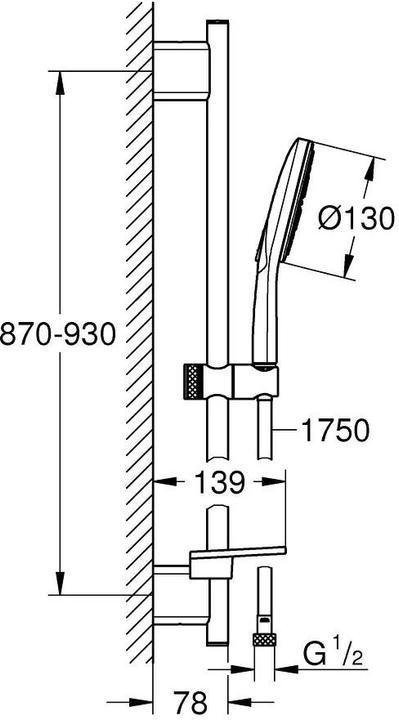 Actual product image Grohe Rainshower 130 shower bar set (3 Beam types)