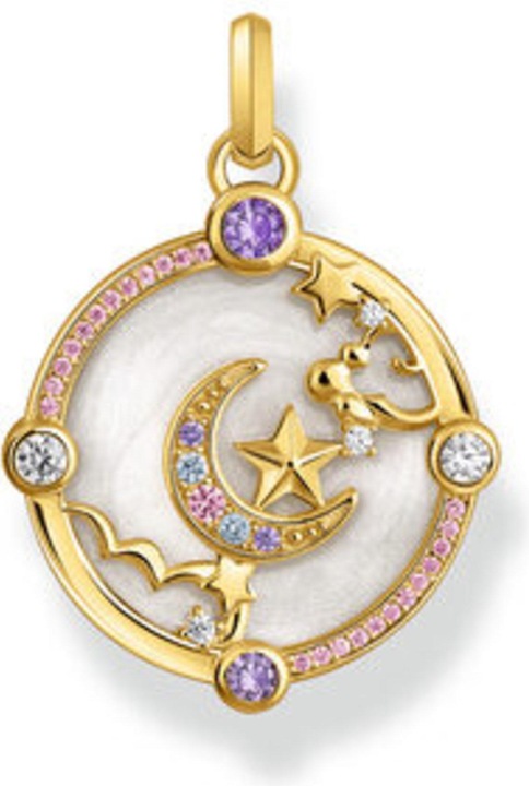 Produktbild Thomas Sabo Kettenanhänger mit Halbmond und bunten Steinen vergoldet (Emaille, 925er Silber)