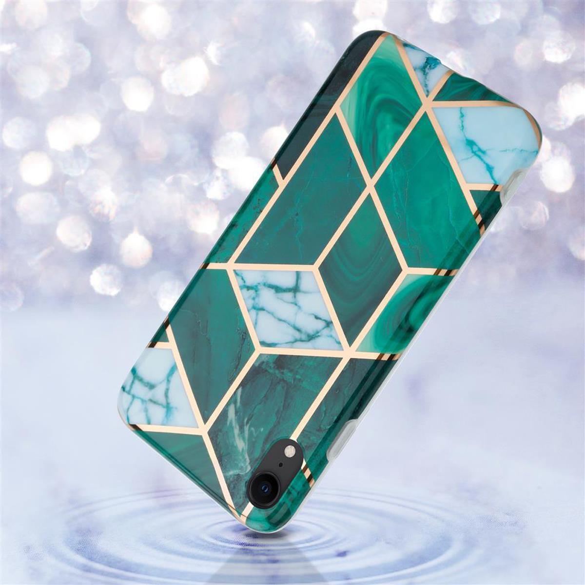 Thumbnail - Cadorabo IMD TPU Bunter Marmor Cover (Apple iPhone XR), Smartphone Hülle, Grün