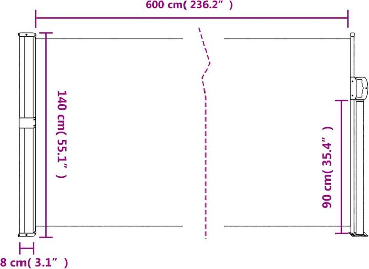 Produktbild VidaXL Seitenmarkise Ausziehbar rot (1.40 m)