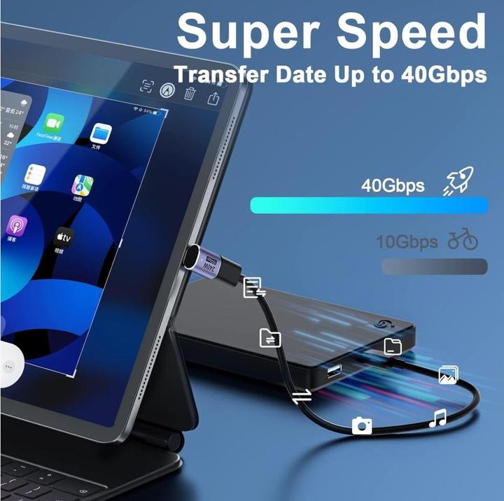 Immagine prodotto PowerGuard Adattatore USB-C ad angolo di 90 gradi su/giù USB4 40 Gbit/s 240W maschio/femmina (USB-C)