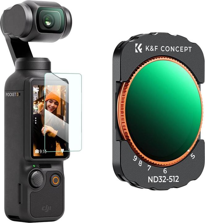 K&F Concept Magnétique ND32-ND512, HD, revêtement vert antireflet, étanche et résistant aux rayures sur une face
