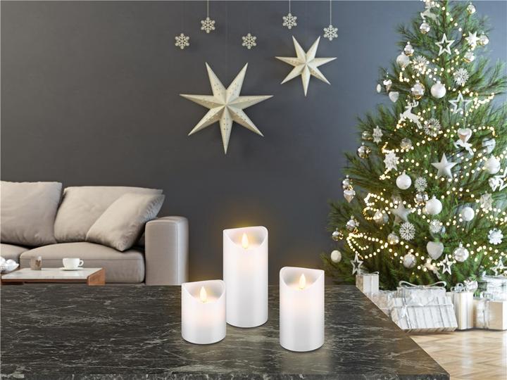 Productafbeelding Goobay LED Echte Wax Kaarsen Set van 3 Wit met Timer Functie (3 x)