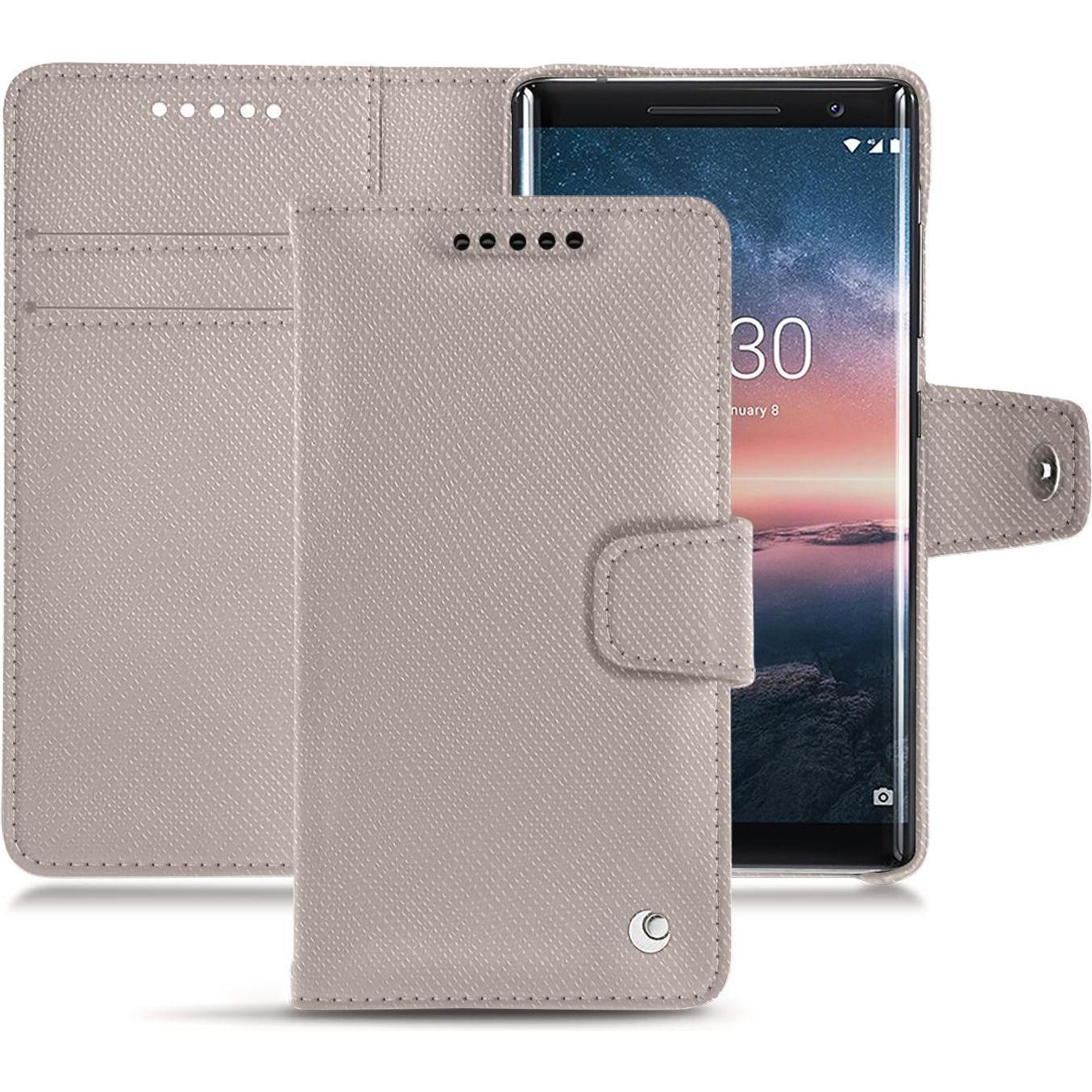 Noreve Lederschutzhülle Wallet (Nokia 8 Sirocco), Smartphone Hülle, Beige
