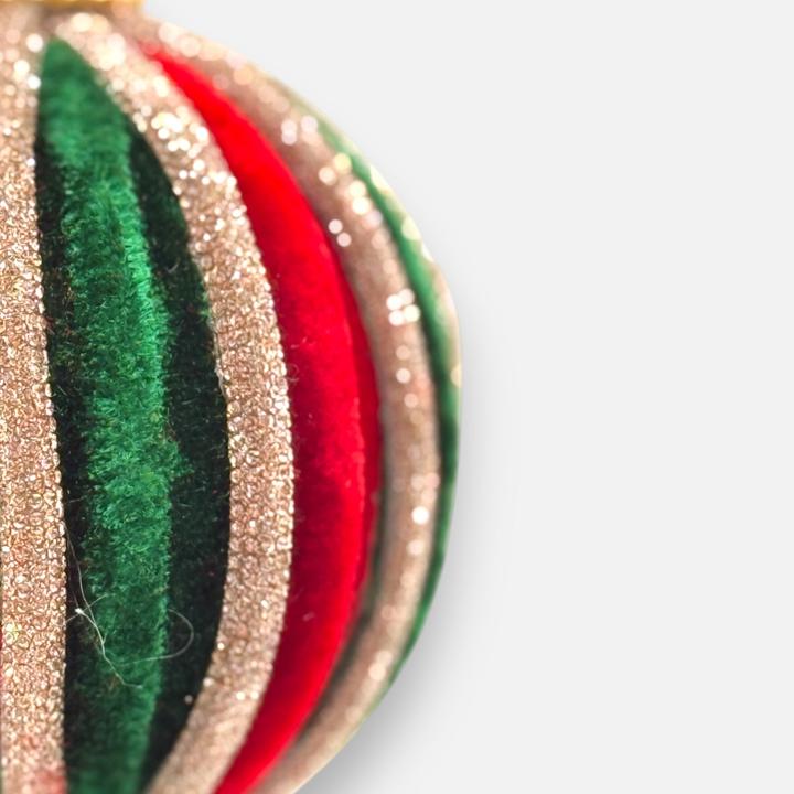 Mon Chouchou Weihnachtskugel Samt rot grün gold