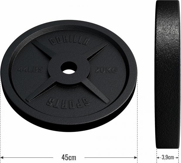 Produktbild Gorilla Sports Hantelscheibe 50/51mm 20 kg (1 x 20 kg)