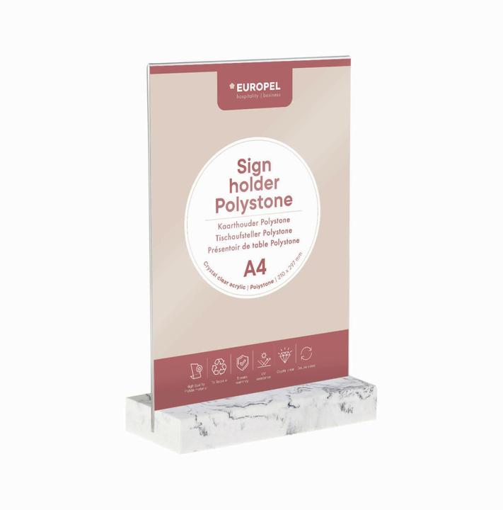 Actual product image Europel Table stand, DIN A4 portrait, polystone white (A4)
