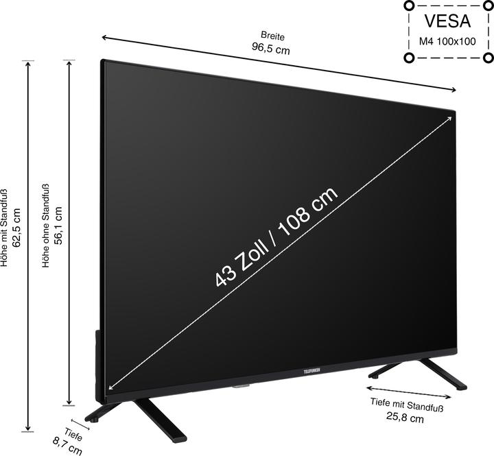 Produktbild Telefunken XF43TO750S (108 cm (43 Zoll), schwarz, FullHD, Triple Tuner, SmartTV, TiVo Betriebssystem) (43", LED, Full HD, 2024)