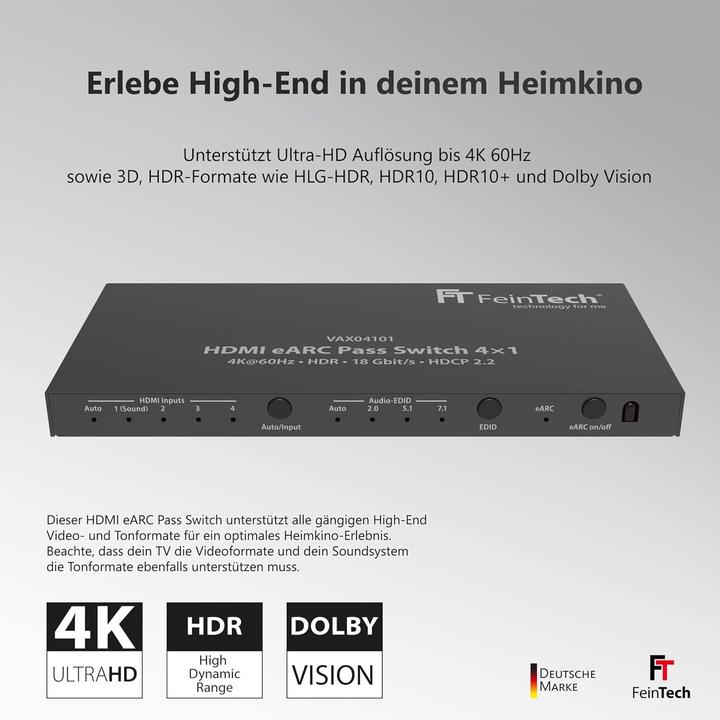 Produktbild FeinTech HDMI eARC Pass Switch 4x1