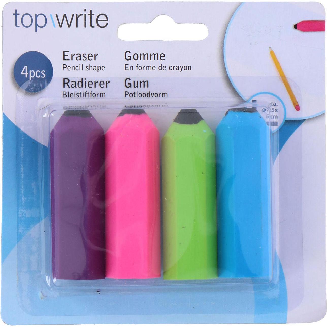 Topwrite, Korrekturmittel, Eraser pencil shape 4pcs 4ass