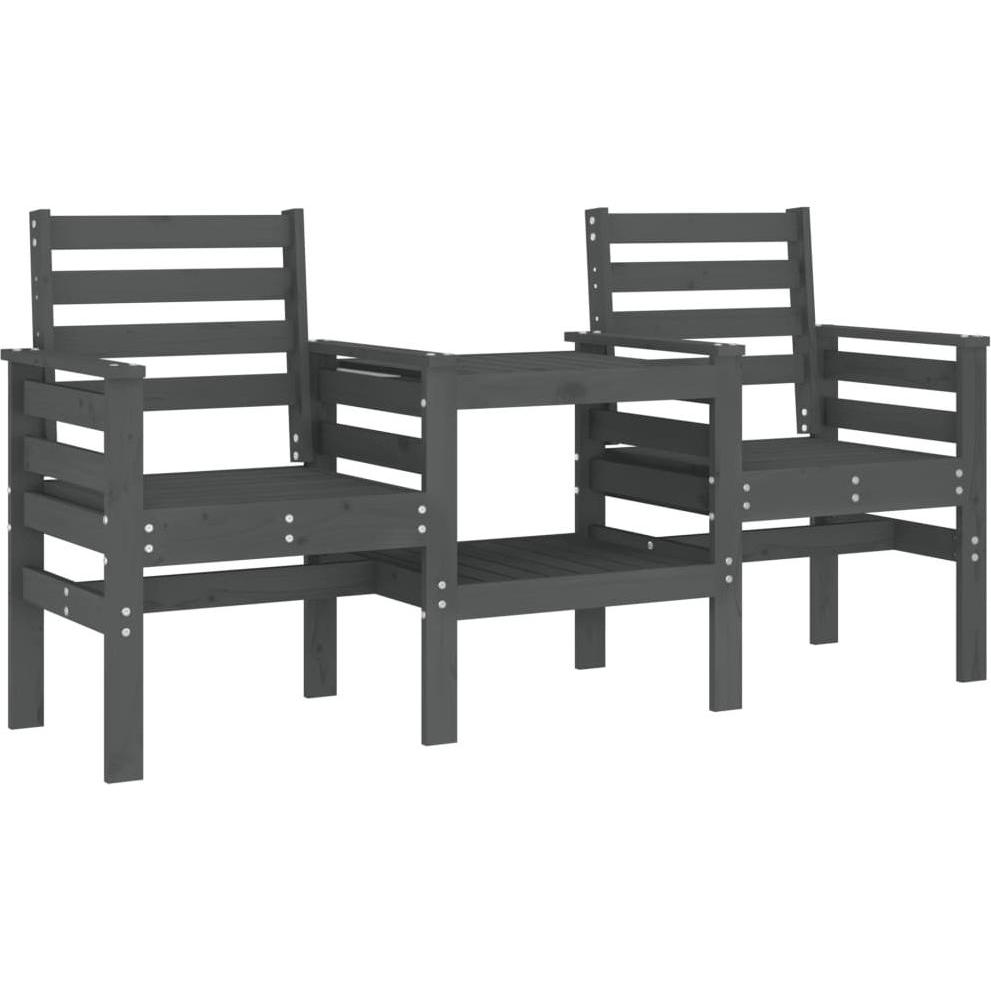 VidaXL, Gartenbank, Gartenbank mit Tisch 2-Sitzer Grau Massivholz