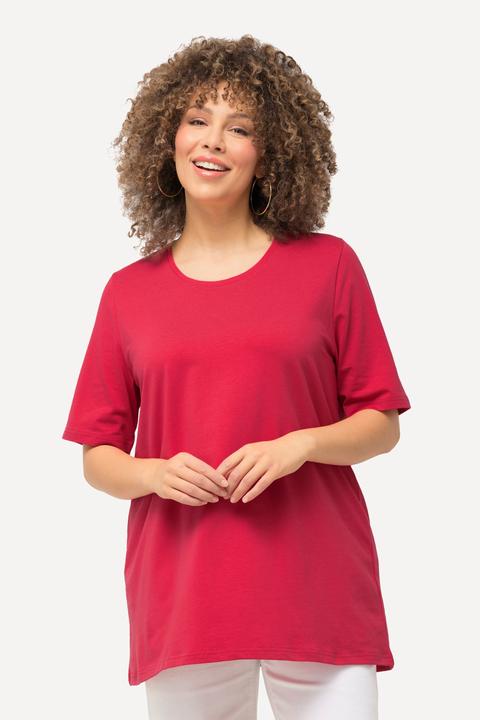 Image du produit Ulla Popken T-shirt en coton bio. Col rond et manches courtes. Coupe évasée (46, 48)
