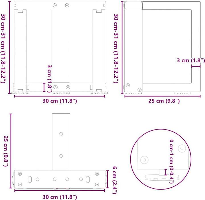 Produktbild vidaXL Couchtischbein