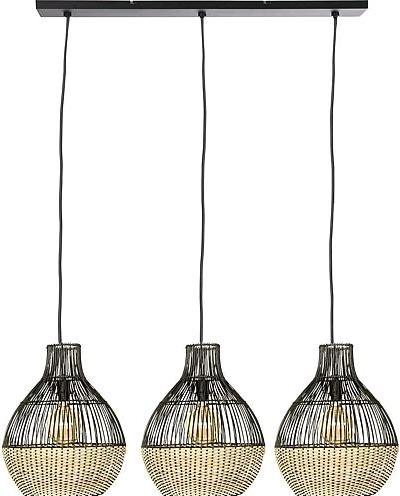 Actual product image Nino Leuchten 30810308Pendant lamp 'Milena' rattan black natural 3flg (E14)