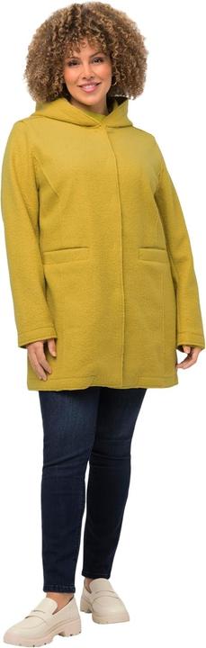 Actual product image Ulla Popken Hooded Curly Wool Look Snap Front Jacket