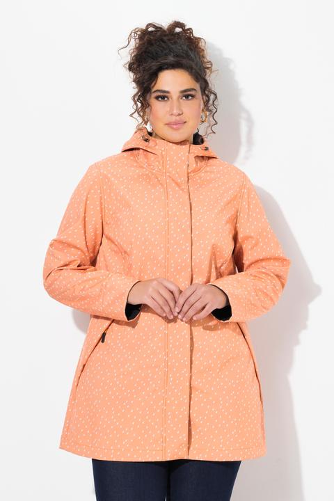 Produktbild Ulla Popken Softshell-Longjacke, wasserdicht, Regentropfen-Muster, Kapuze (46, 48)