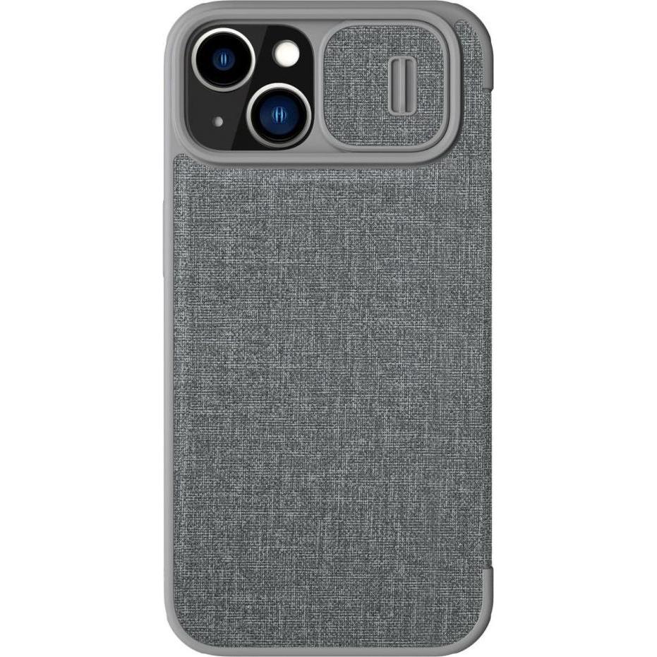 Nillkin Qin Pro Leder Case Stoff - Apple iPhone 14 Plus - Grau (Apple iPhone 14 Plus), Smartphone Hülle, Grau