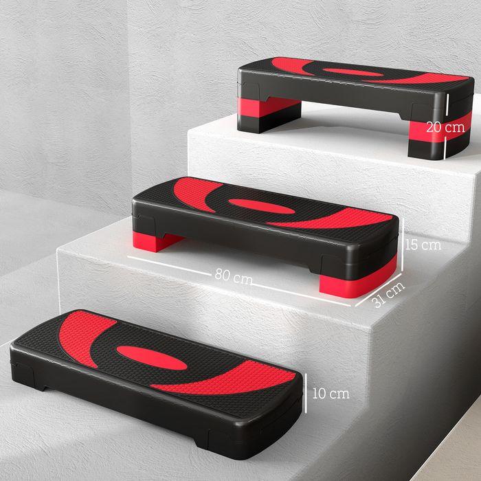 Produktbild Swisshandel24 Steppbrett Aerobic-Stepper höhenverstellbar mit 3 Stufen (10/15/20 cm) Rot