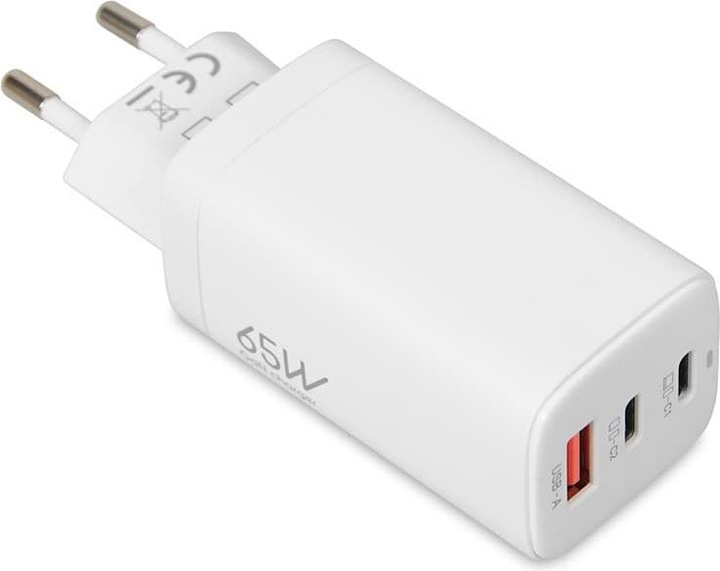 Actual product image iBox C-65 PD65W UNIVERSAL CHARGER GaN USB-C KABELIS Baltas (65 W)