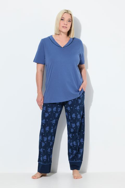 Produktbild Ulla Popken Pyjama, Blüten, V-Ausschnitt, Halbarm (58)