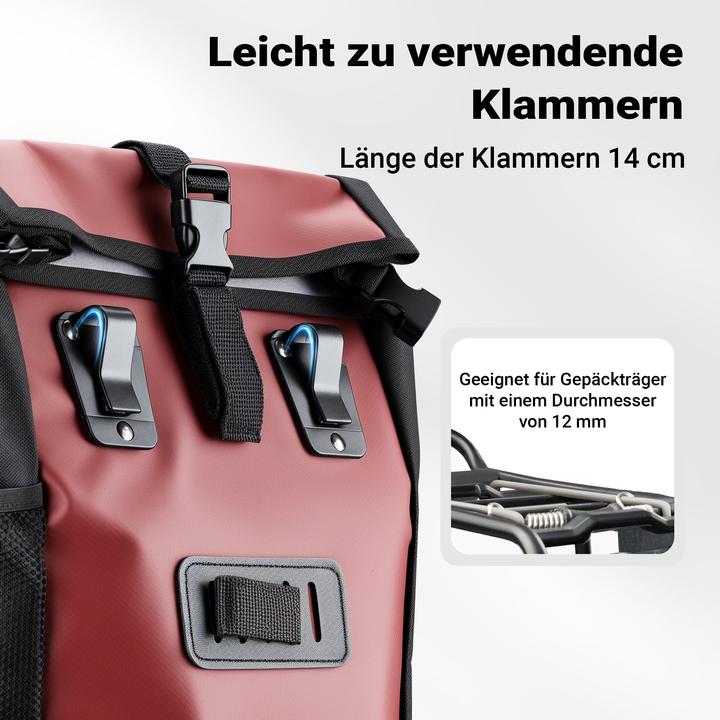 Produktbild Wiltec Gepäckträgertasche rot 16l Fahrradtasche Gepäckträger Gepäcktasche (16 l, Gepäckträgertasche)