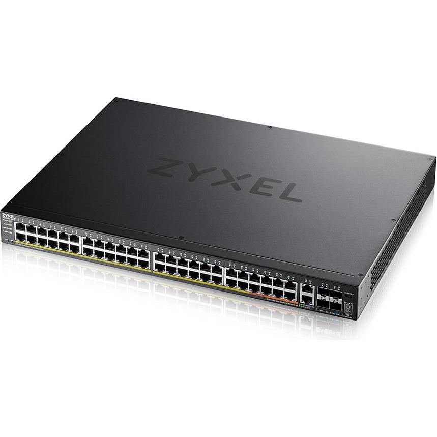 Zyxel Layer3 Access Switch, 600W PoE, 48x1G RJ45, 2x10Multi (54 Ports), Netzwerk Switch, Schwarz