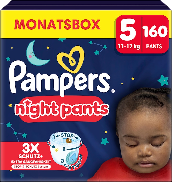 Pampers Baby-Dry Night Pants (Taille 5, Pack mensuel, 160 pièce(s))