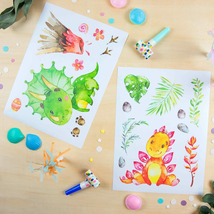 Image du produit Papierdrachen Autocollants muraux - Dinosaures - Set 5 (22 x 30 cm)