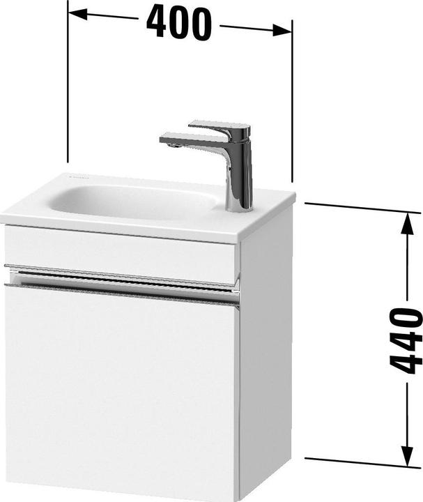 Actual product image Duravit Sivida vanity unit, door hinge right, chrome handle strip, 400x295x440mm, for Sivida (40.50 x 44.50 x 52 cm)