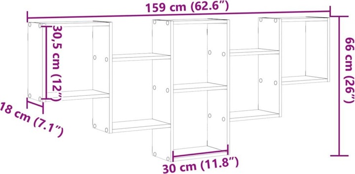 Valori nutrizionali e ingredienti VidaXL Scaffale a muro (159 x 18 x 66 cm)