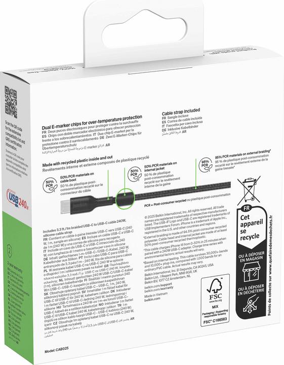Image du produit Belkin USB C — USB C (1 m, USB 2.0, 240 W)