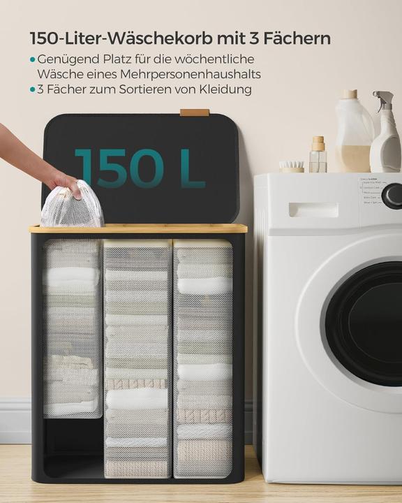 Image du produit Songmics Panier à linge Collecteur de linge 3 compartiments (150 l)