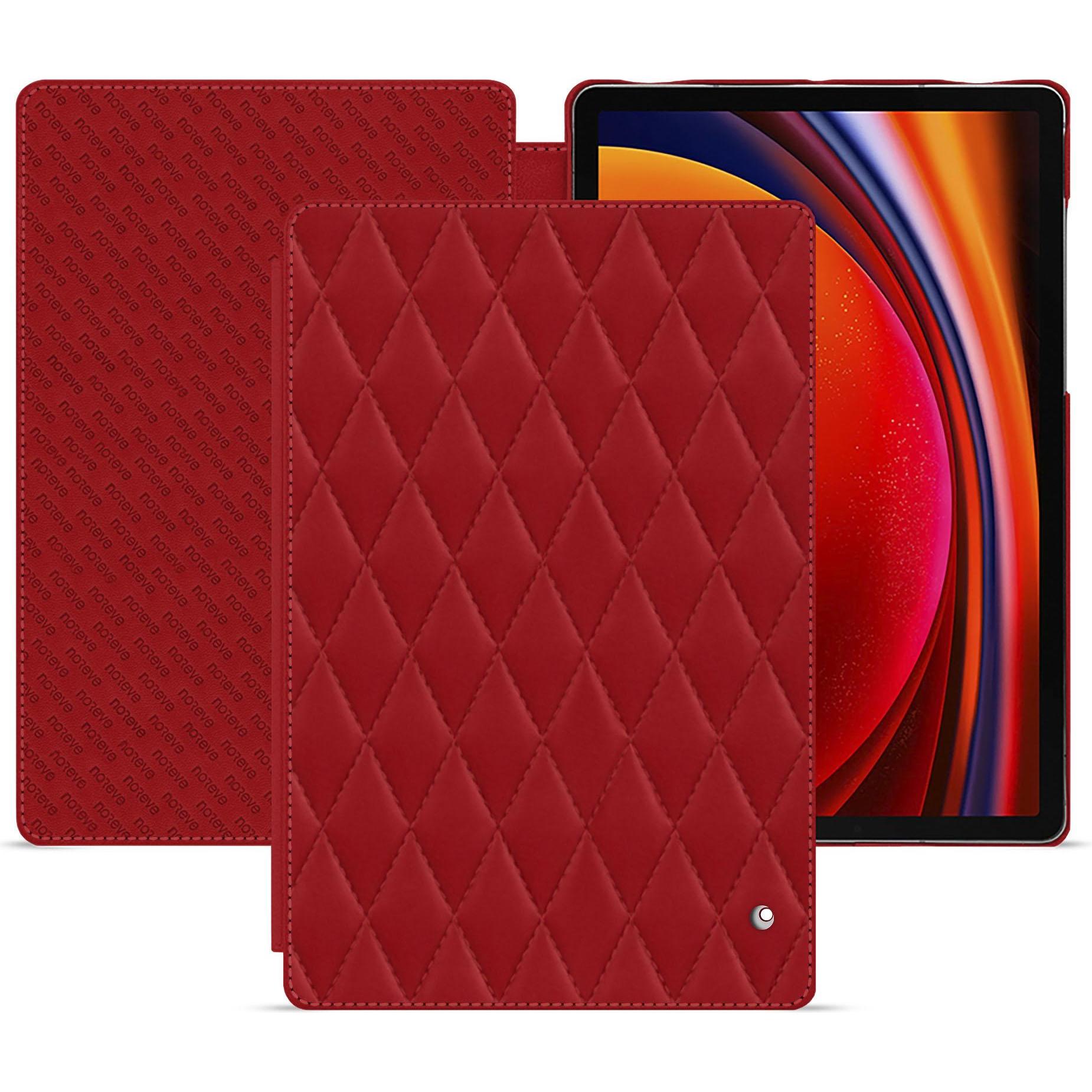 Thumbnail - Noreve Lederschutzhülle horizontal (Galaxy Tab S9), Tablet Hülle, Rot