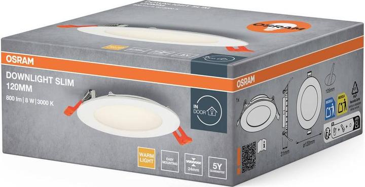 Produktbild Osram LED SPOT AND DOWNLIGHT RECESS SLIM 120mm 8W 3000K (550 lm)