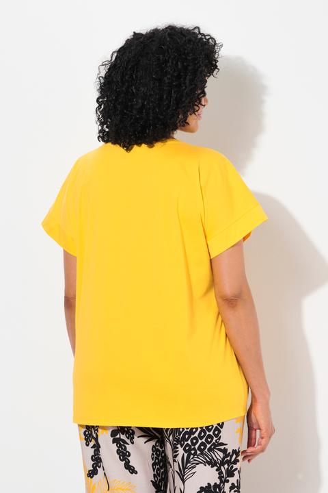 Immagine prodotto Ulla Popken T-shirt dal taglio oversize con ananas brillante, scollo a girocollo e mezze maniche (62)