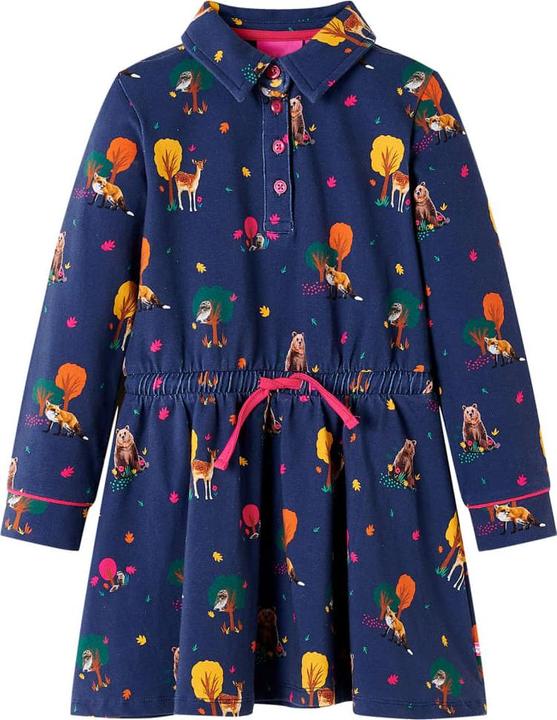 Image du produit vidaXL Robe enfant manches longues avec cordon de serrage Bleu marine (116)