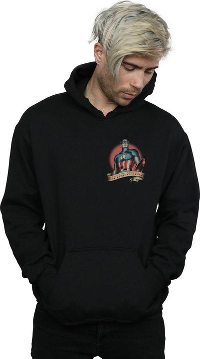 Immagine prodotto Captain America Tattoo Breast Print Felpa con Cappuccio Uomo (L)