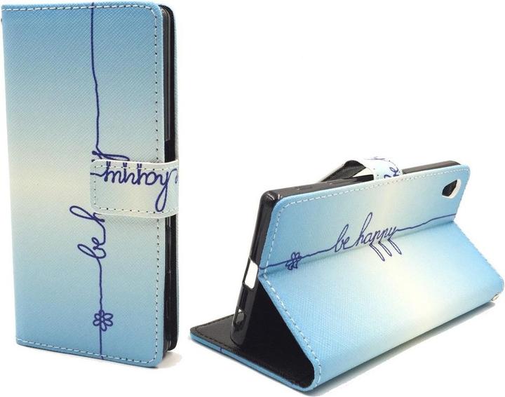 Actual product image König Design Protective Case for Sony Xperia Z5 Premium Be Happy Blue Case + 1 Armour Protection Glass (Sony Xperia Z5 Premium)