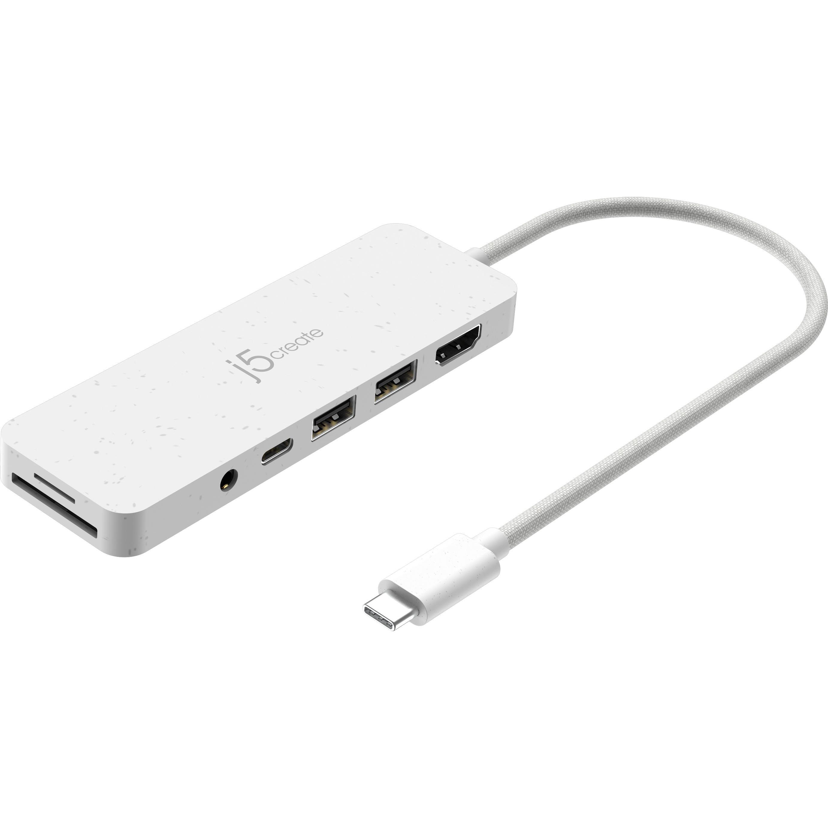 Thumbnail - j5Create JCD373EW-N Umweltfreundlicher USB-C-Hub mit mehreren Anschlüssen und Power Delivery (USB-C, 6 Ports), Dockingst...