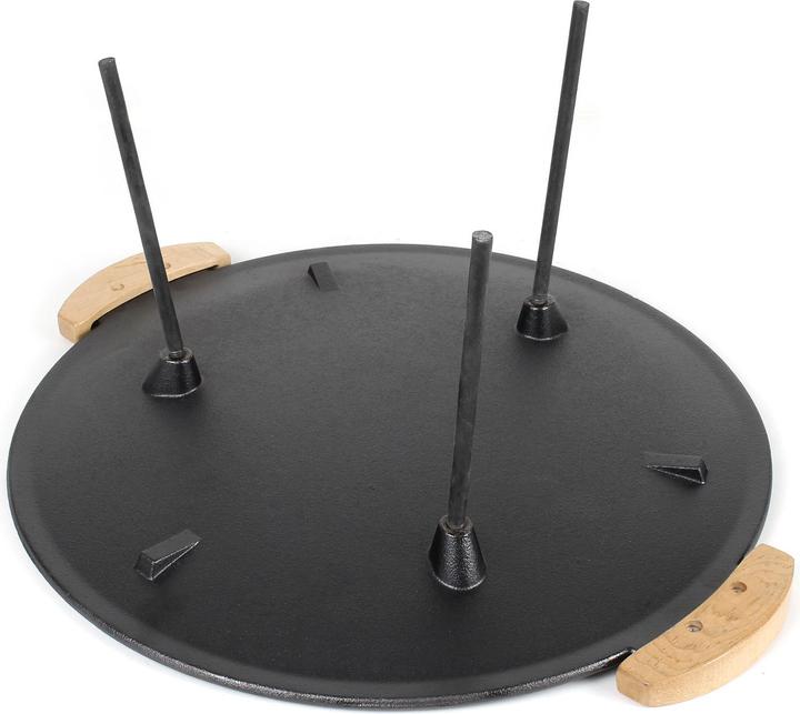 Produktbild Wiltec Dutch Oven Grillplatte Holzgriffe Ø44cm Höhe 20cm+32cm Grillaufsatz Gusseisen