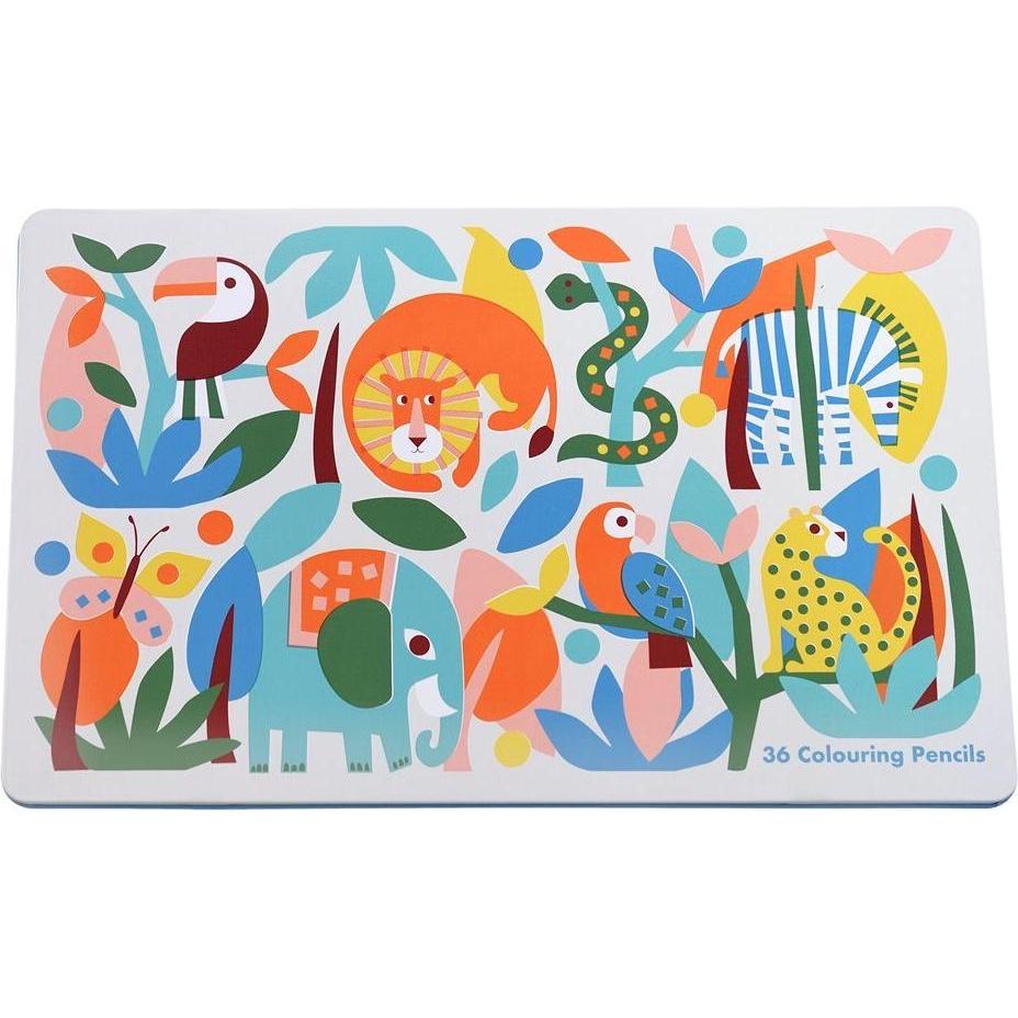 Rex London, Malstifte, schachtel mit 36 buntstiften wild wonders (Green, White, Blue, Red, Yellow, Black, 36 x)
