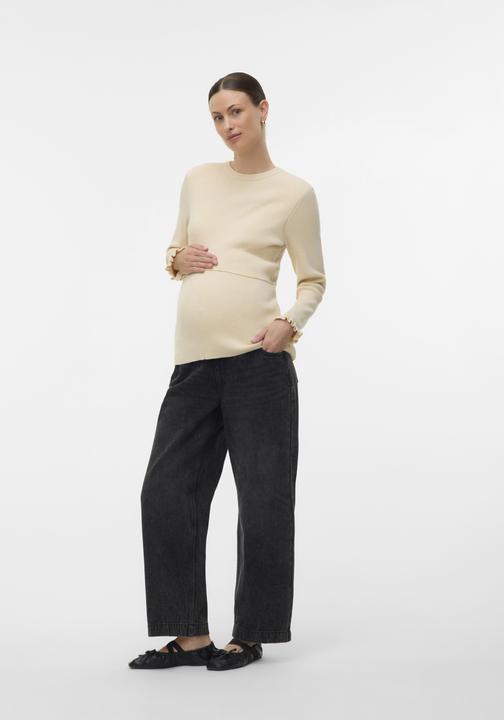 Immagine prodotto Mamalicious Normal geschnitten Rundhals Ärmelbündchen mit Rüschen Strickoberteil Strickpullover