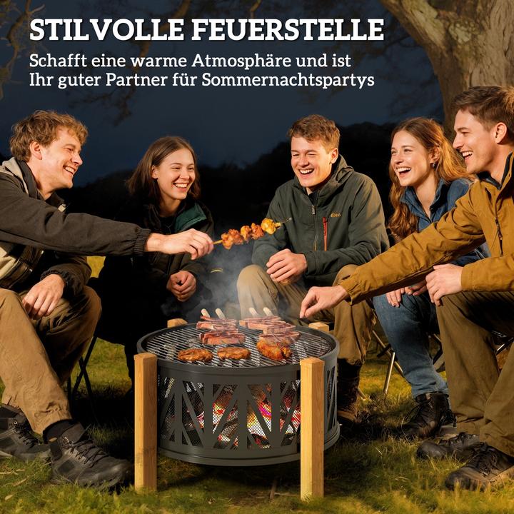 Produktbild Outsunny Feuerschale Metall Schwarz+Braun (75 cm)