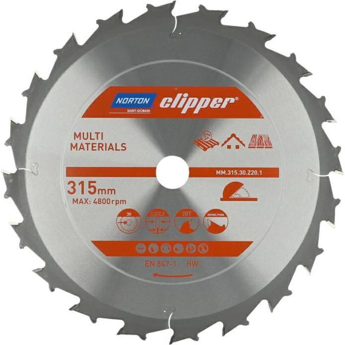 Norton Clipper, Lama, PIŁA TARCZOWA 315mm x 30mm x 20z DEMOLIZIONE MULTI MATERIALI (3.2/2.2)