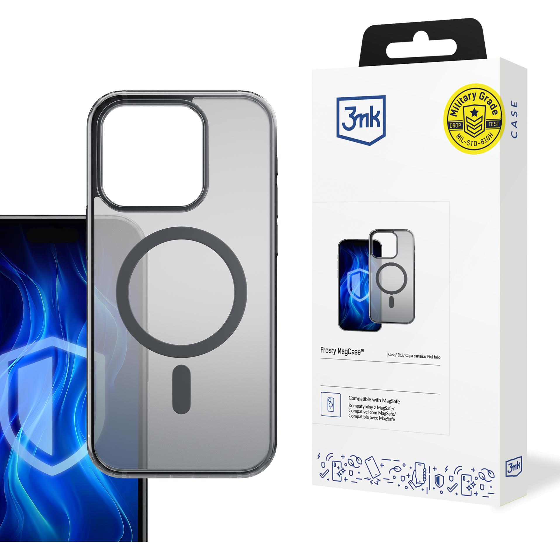 3MK Frosty MagCase iPhone 13 Pro Max czarny/black (Apple iPhone 13 Pro Max), Smartphone Hülle, Schwarz