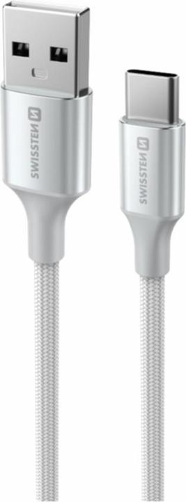 Actual product image Swissten Data Cable Textile II USB / USB-C 1,5 M White (1.50 m, 60 W)