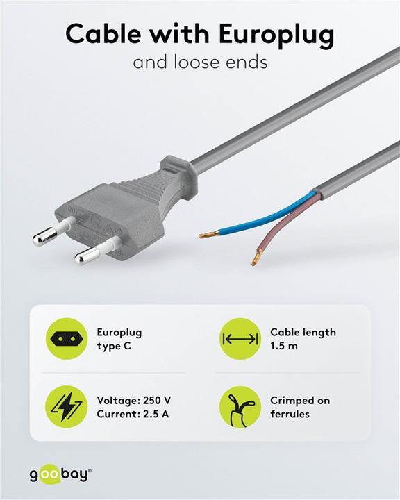 Actual product image Goobay Power connection cable gray 1.50 (1.50 m)
