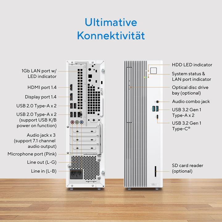 Produktbild ASUS V500 SFF V501SV-05210H043W Intel Core 5 210H 16 GB DDR5-SDRAM 1 TB SSD Windows 11 Home PC Weiss (1000 GB, 16 GB, Intel Core M5, Intel Arc Graphics)